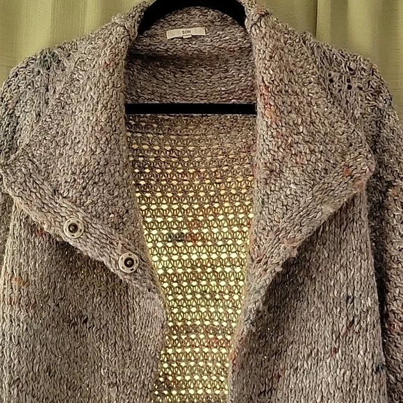 Extra Long Gray Knit Cardigan ROBE Duster Jacket By SOH Wool Alpaca Silk - Picture 9 of 12